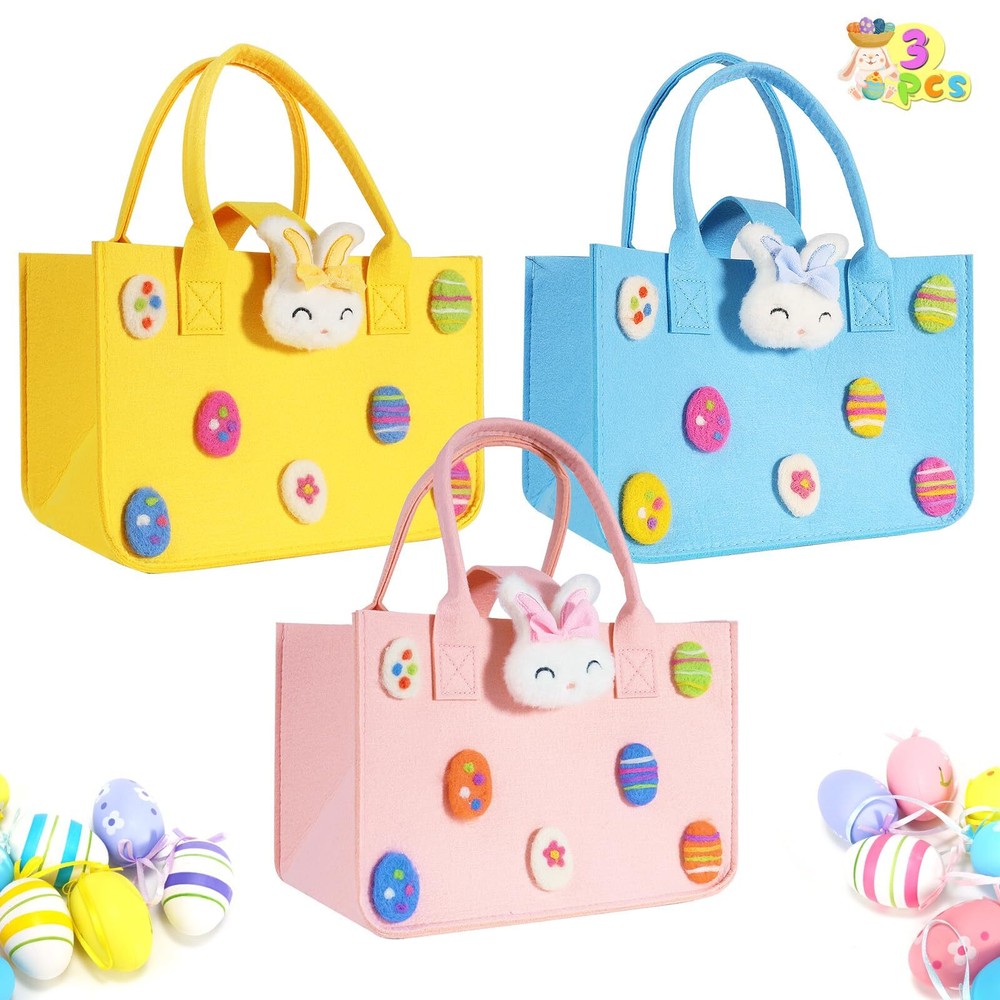 Easter Bags with Handles Large Easter Baskets Empty Easter Egg Hunt Bags Made...