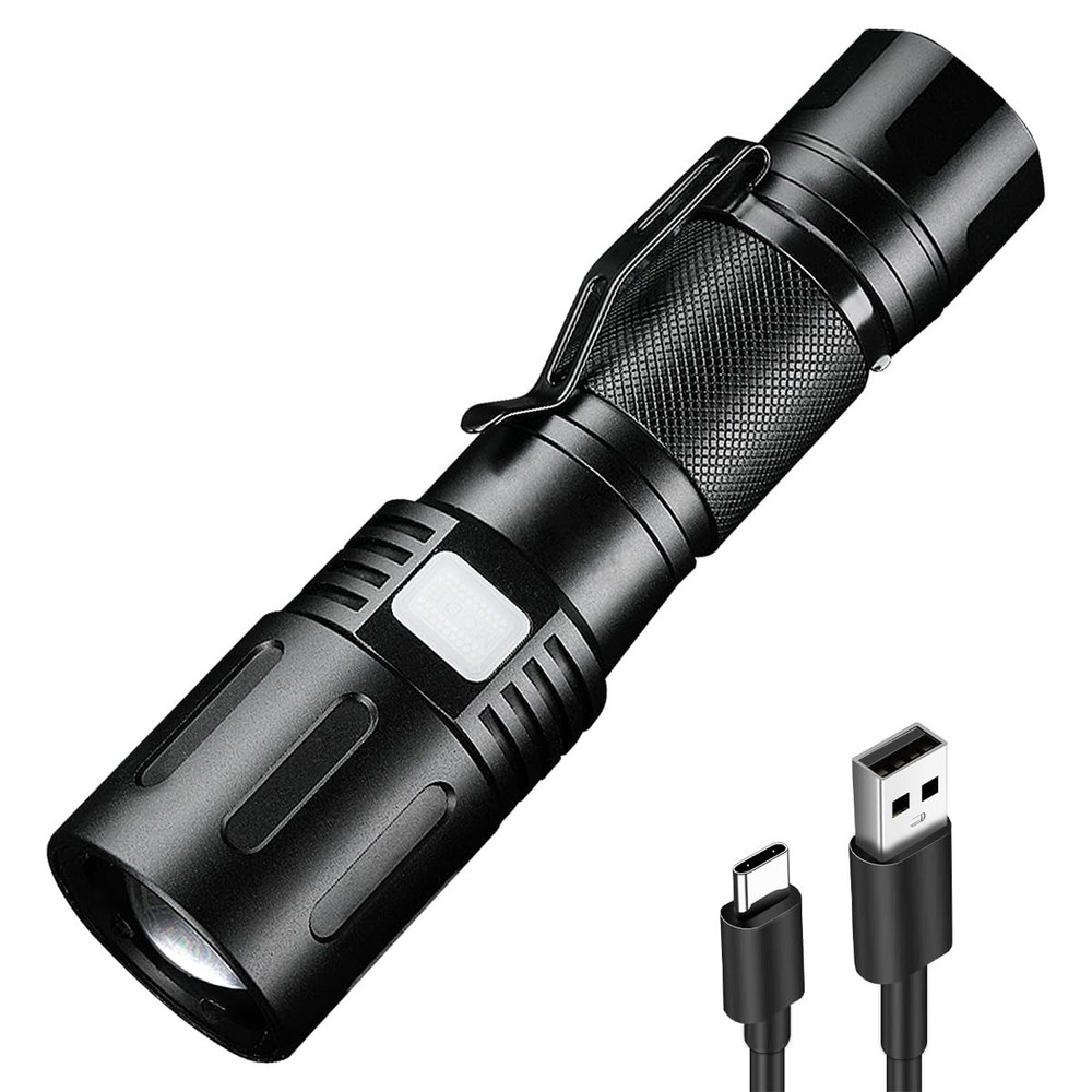 Rechargeable 2000 Lumens Super Bright LED Flashlight with Zoomable Focus for Camping Hiking Emergency Outdoor Activities High Power Long-Lasting Battery