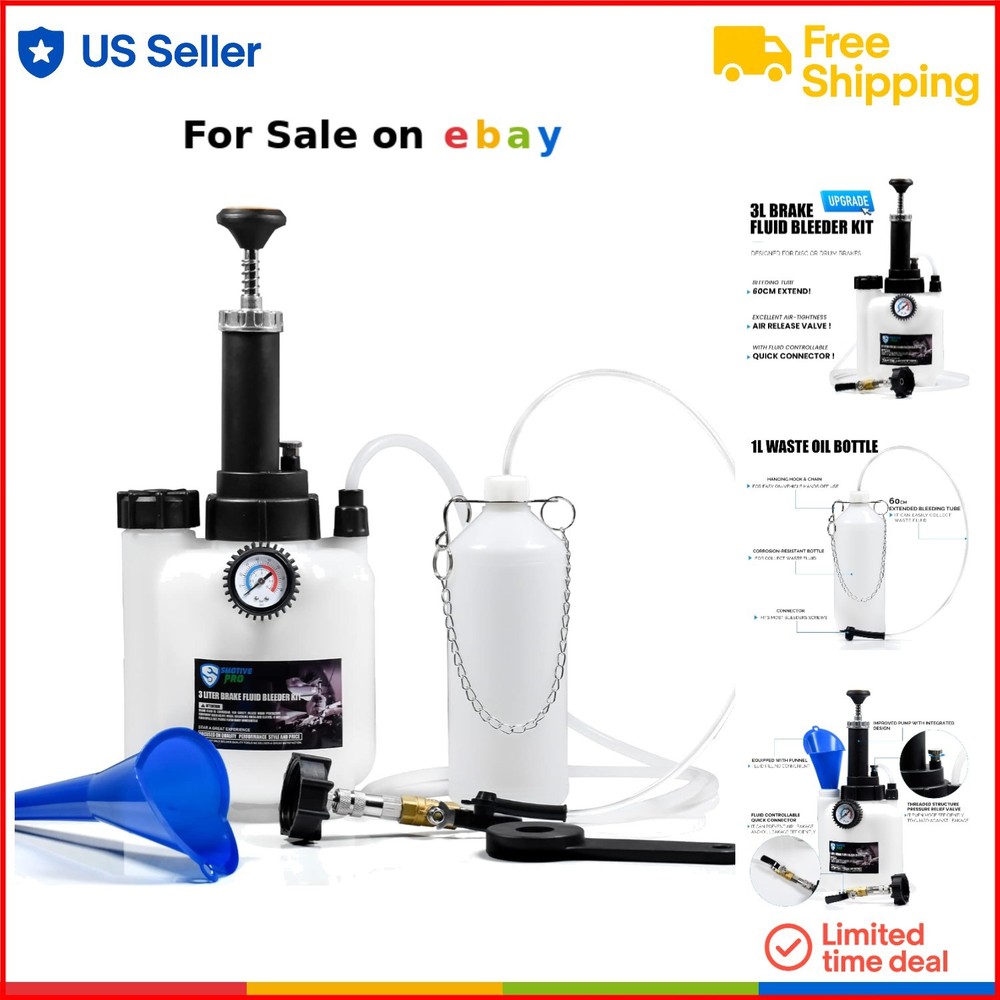 3L Manual Brake Bleeder Kit for European Cars Auto Fluid Pump Tool  