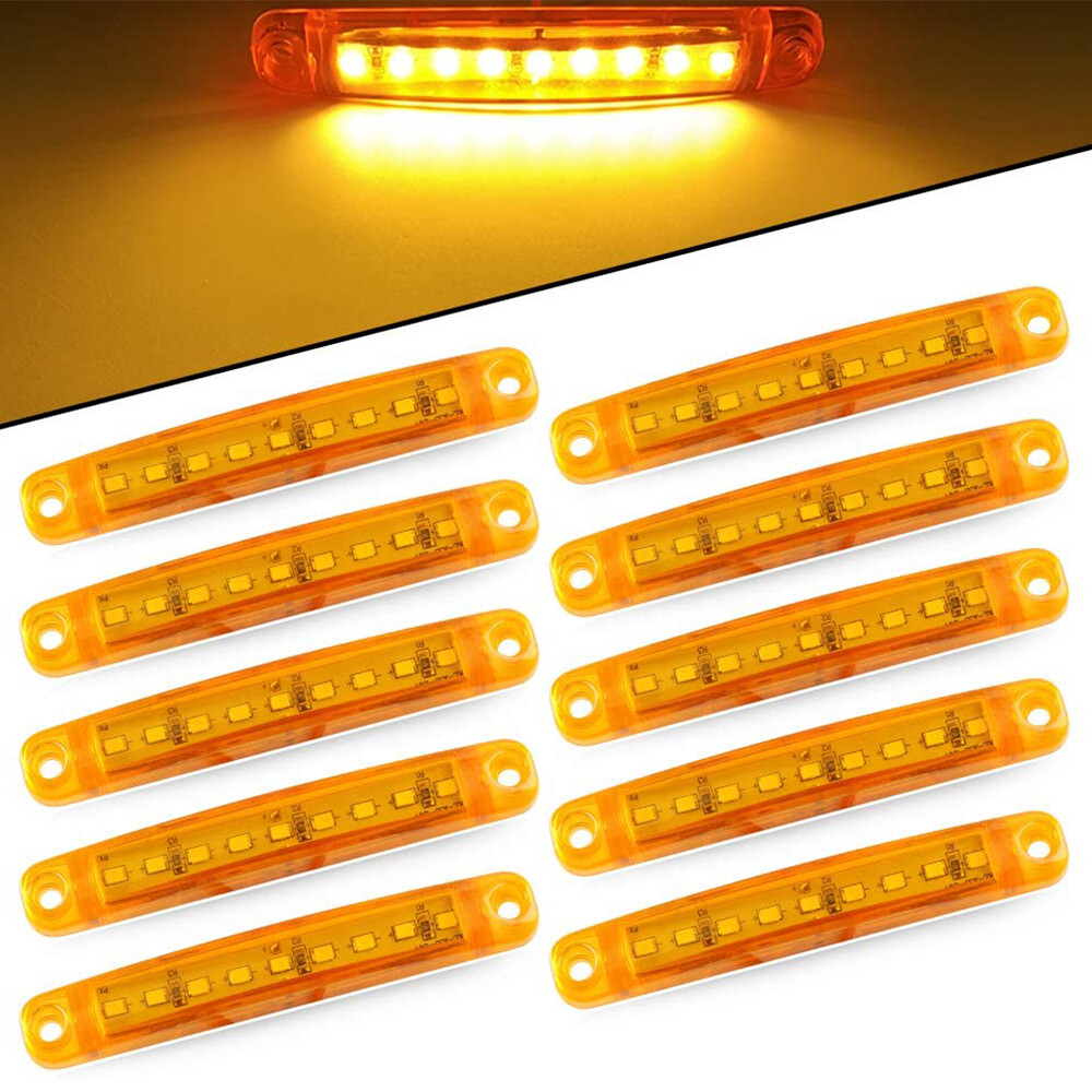 Amber Side light Marker Truck Lights Trailer Turn Signal Light 9LED ABS 12-24V