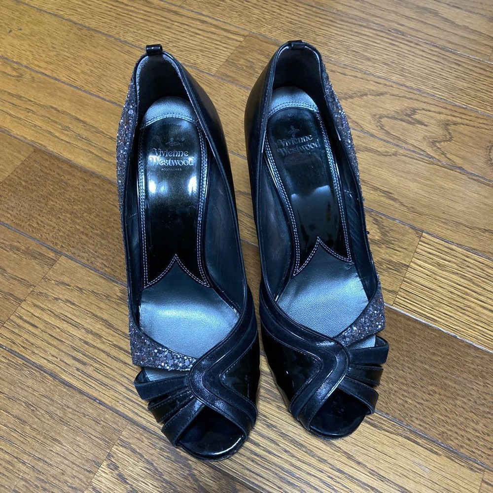 Vivienne Westwood Women 6.5US Open Toe High Heels Black Women Designer Shoes Lim