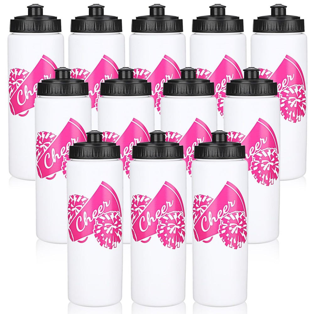 12 Pcs Cheer Water Bottles 20 oz Plastic Reusable Cheer Water Bottles for Gir...