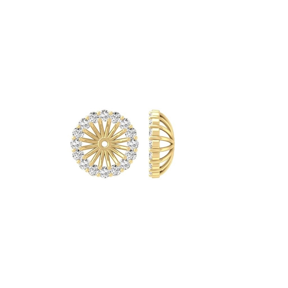 Natural Diamond Jacket Stud Earring 14K Yellow Gold for Women 0.88 gram