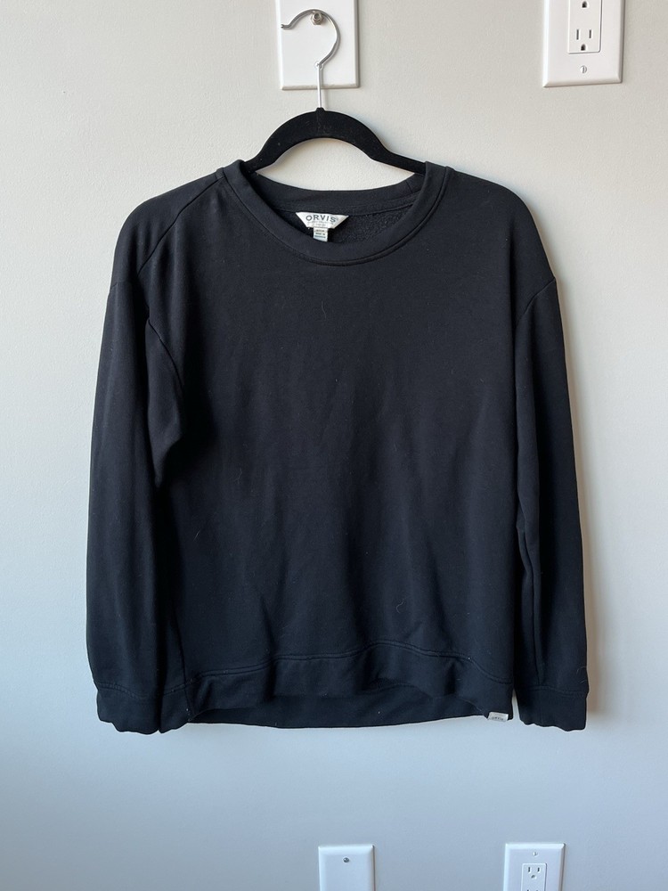 ORVIS Size S Black Casual Cozy Crewneck Long Sleeve Pullover Sweatshirt Top