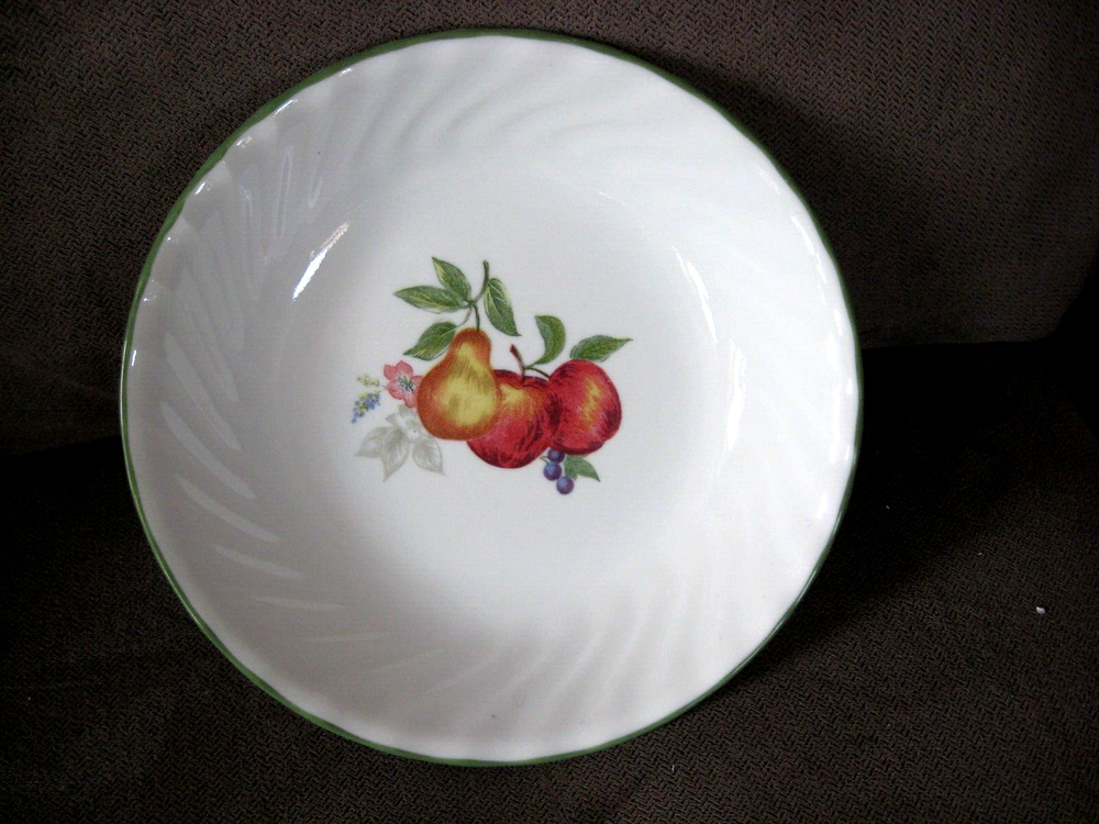 Corelle Chutney 8.5 Inch Pasta Bowl with Green Trim Swirl Design USA Made  