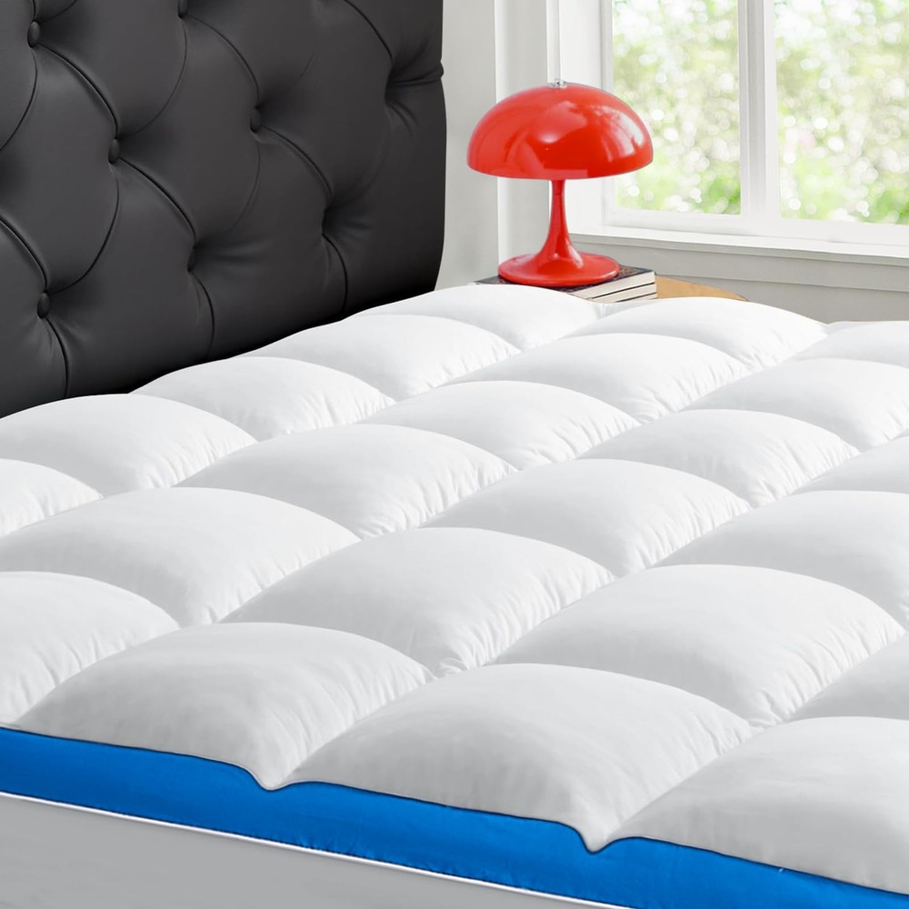 Colchón Queen Topper, Colchón de enfriamiento Almohada Cubierta Almohada Top para el dolor de espalda en la cama...