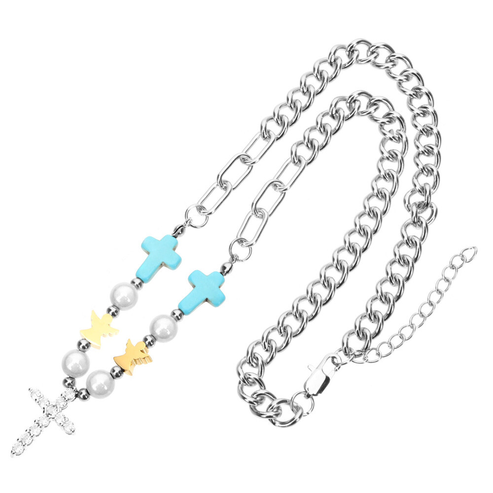 Trendy Aesthetic Cross Choker Chain Necklace for Women