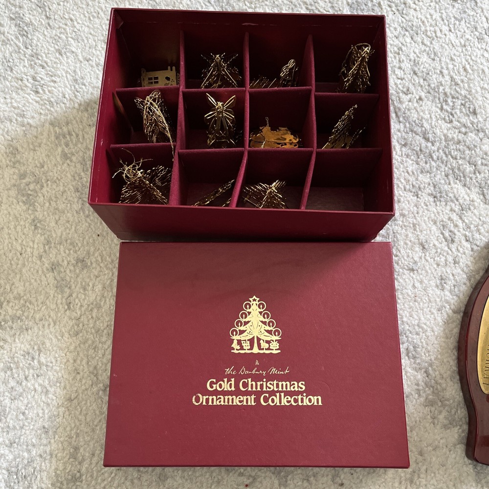 Danbury Mint 1985 Gold 24kt Christmas Ornament Collection - Set Of 11 With Box
