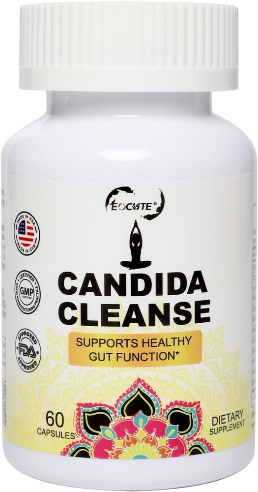 Candida Cleanse 60 Capsules - Gut & Colon Support, Natural Herbs for Intestinal