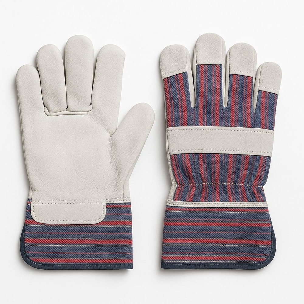 Pairs of  Leather Working  Gloves Safety Cowhide Palm Welding Cuff Large Durable