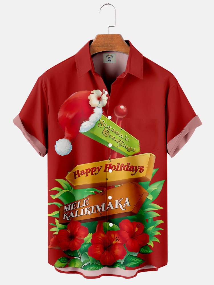Feliz Navidad Temporada Saludos Mele Kalikimaka Shir Hawaiano