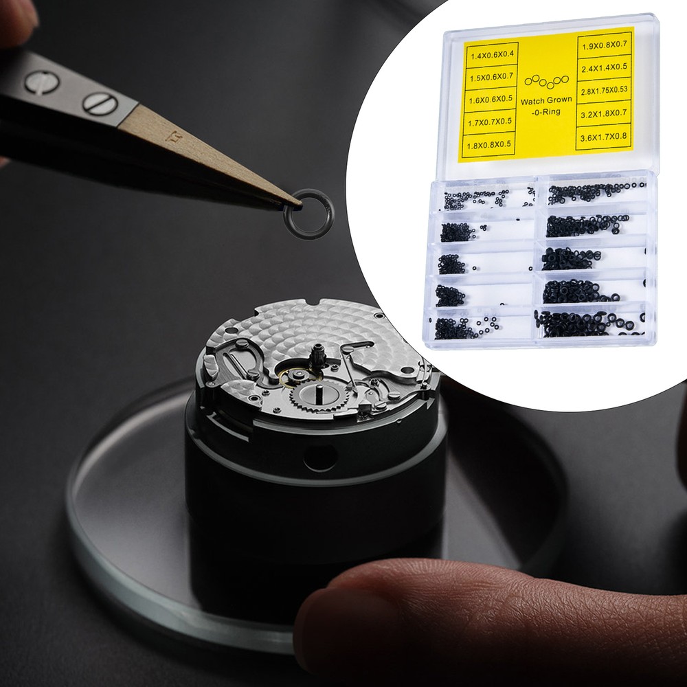 50-Piece Small O-Ring Washer Set for Watches Heat Resistant Rubber Seals