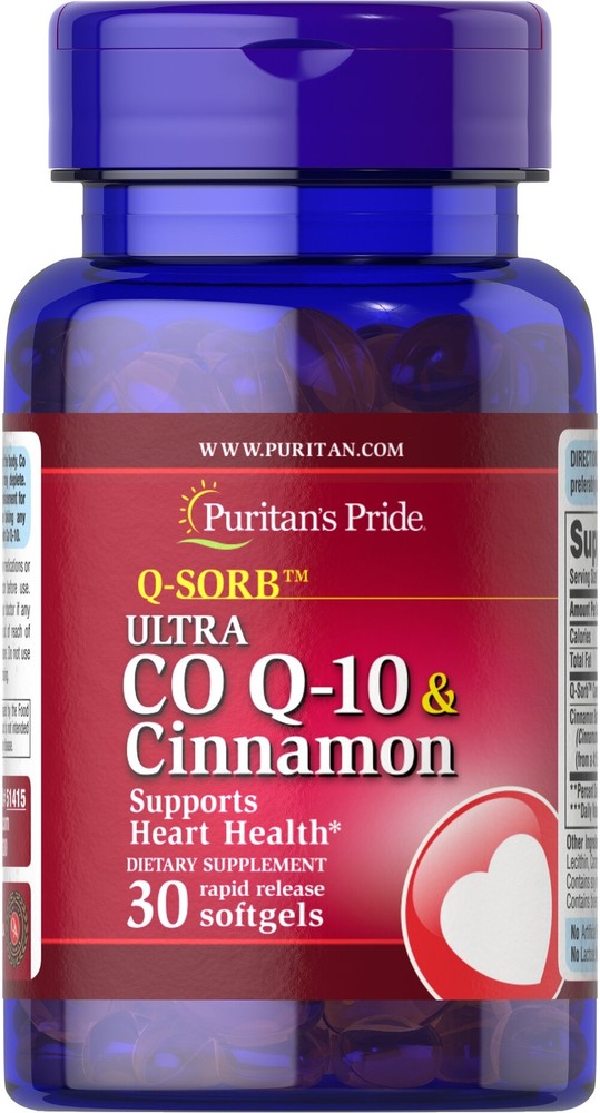 Q-SORB Ultra Co Q-10 200 mg & Cinnamon 1000 mg-30 Rapid Release Softgels