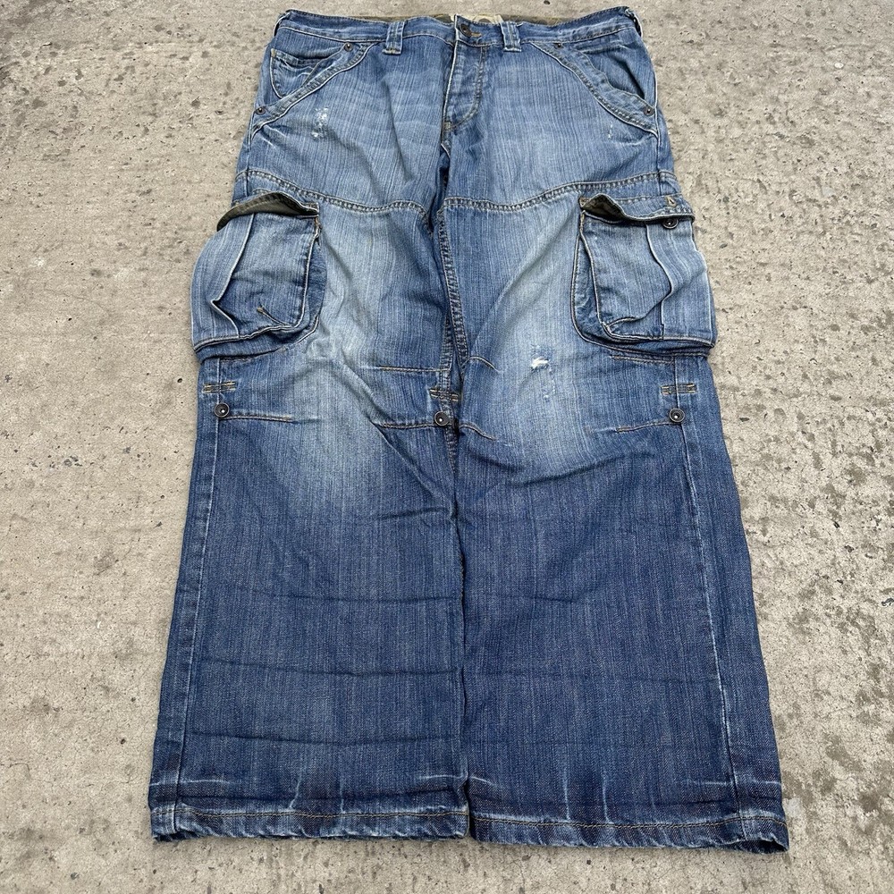 Vintage Camo Jeans Size 36 Double Knee Y2K 00z style USA Used Multi-pocket