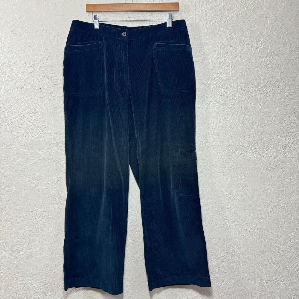 J Jill Wide Leg Cargo Corduroy Pan 16 Black Baggy Vtg 90s Y2K Utility Lagenlook