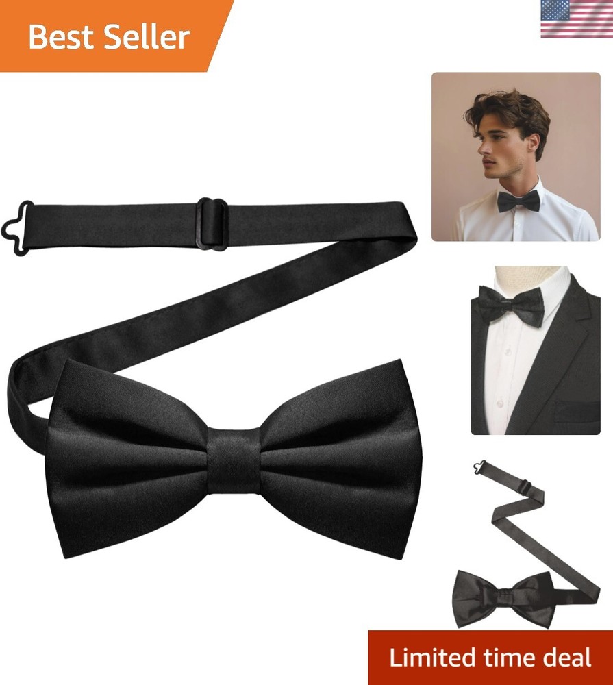 Solid Color Adjustable Pre-Tied Bow Tie for Men