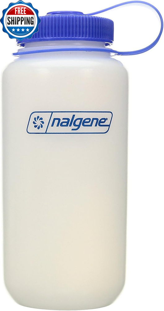 Durable 32 Oz Blue HDPE Wide Mouth BPA-Free Plastic Water Bottle for Outdoor Use