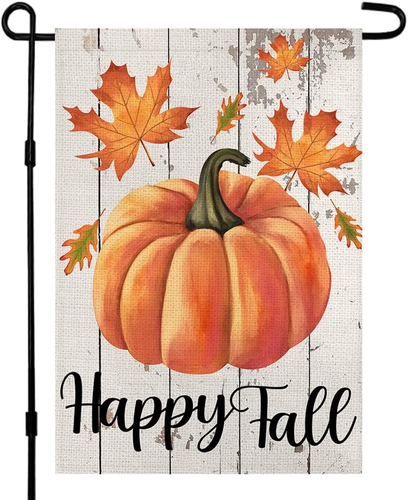 Happy Fall Garden Flag Double Sided Autumn Thanksgiving Yard Decoration 12x18 Inches