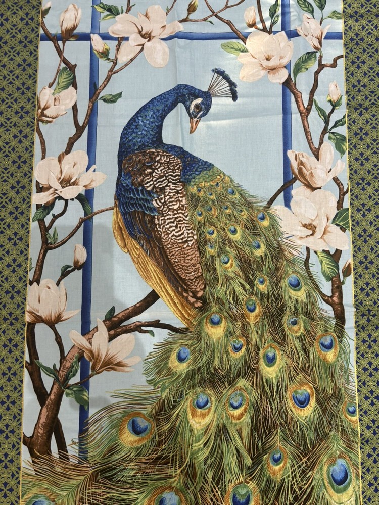 Peacock Paradise by Deborah Edwards For Northcott  Cotton Quilt Wall Panel