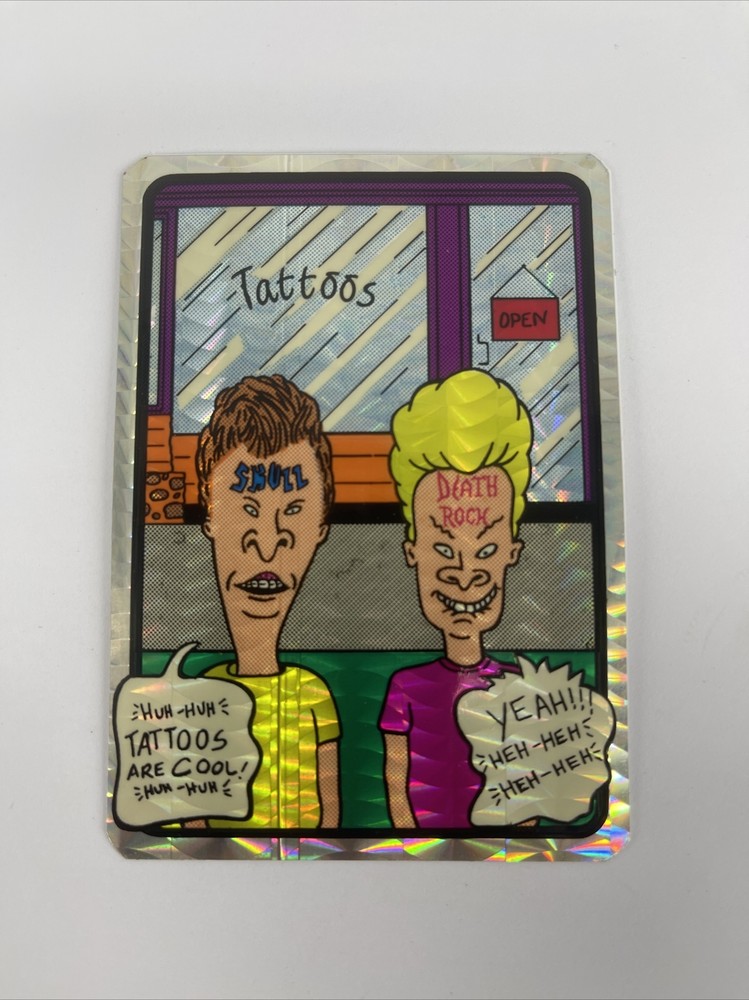 RARE Vintage 1990s Beavis and Butthead Tattoos Prism Vending Machine Sticker NOS