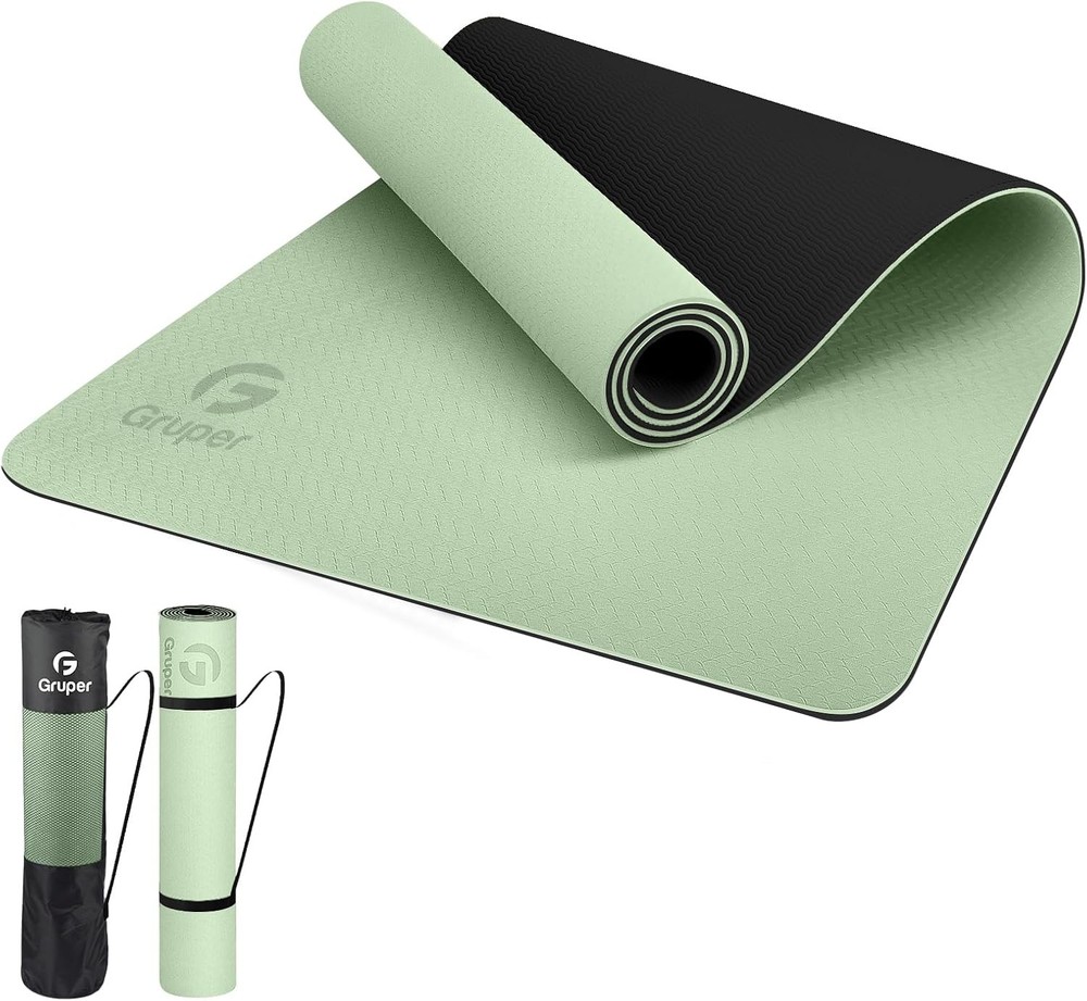 Non-slip eco-friendly 1/3 thick yoga mat with carry strap for fitness and exercise