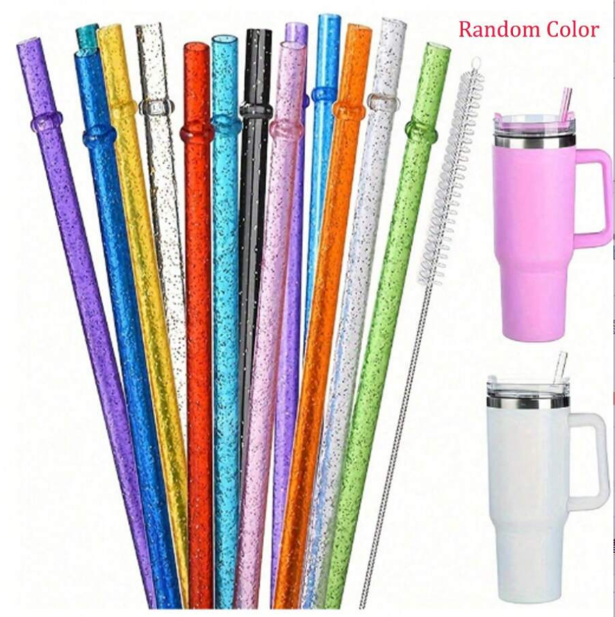 12 Pack Color Replacement Straws for Stanley 40 oz Tumbler, 12 inch Reusable USA