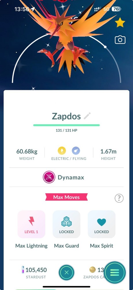 Shiny Dynamax Zapdos for Trade – Seeking Registered Shiny Articuno