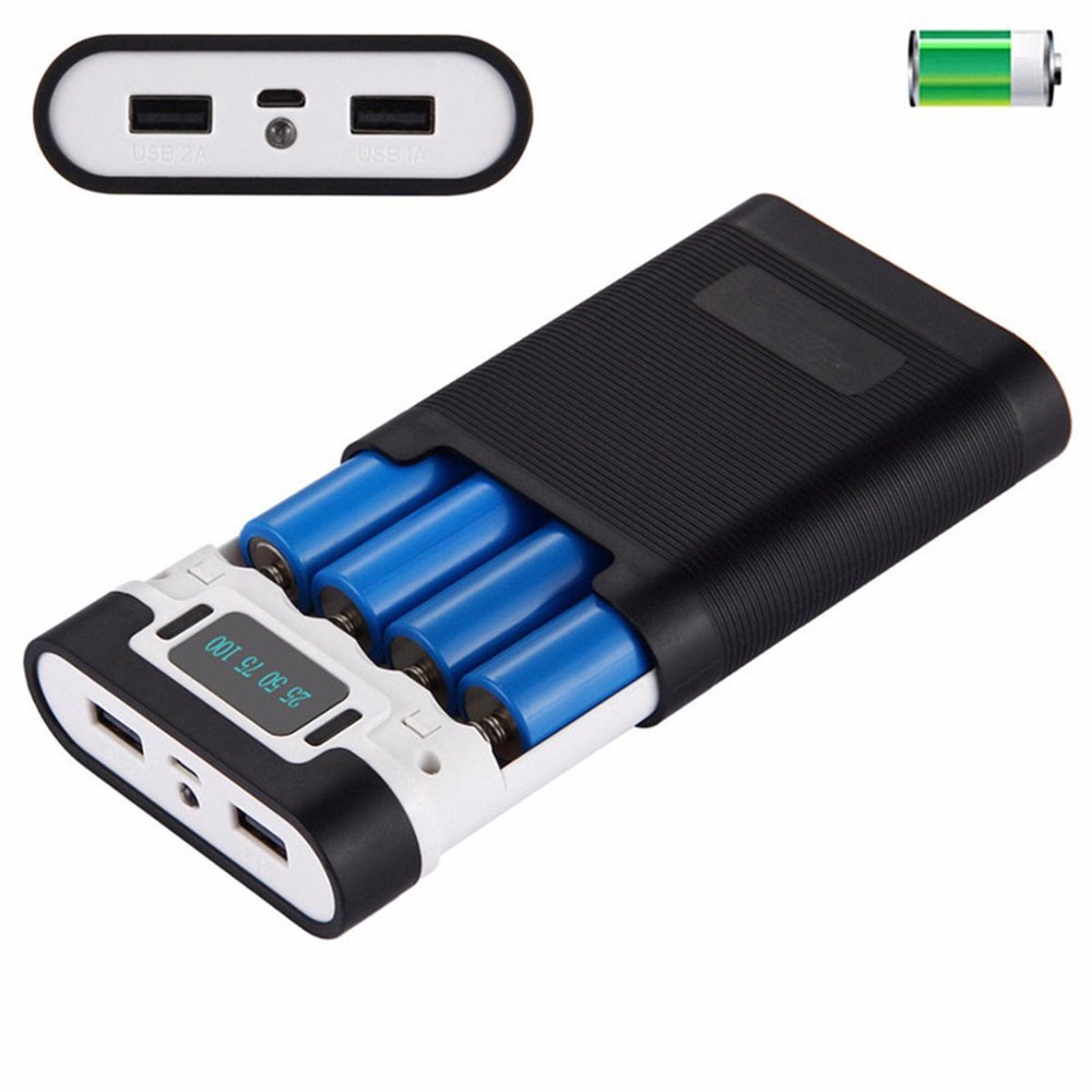 Black/White 2000mAh-12000MAh 4*18650 Battery Power Bank DIY Case Shell Box