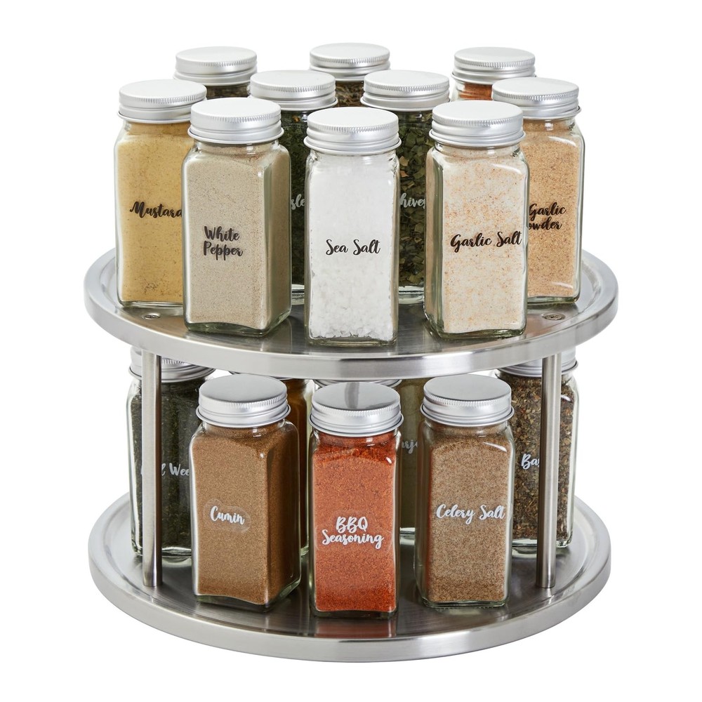 2 Tier Lazy Susan Turntable Organizer For Cabinet Revolving Spice Rack only