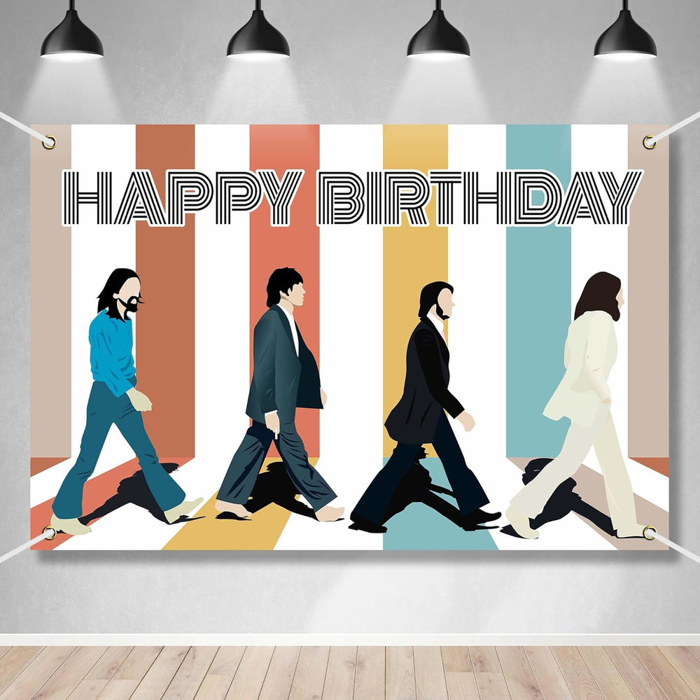 Rock N Roll Happy Birthday Banner Backdrop Musical Artist Music Album Cover Them