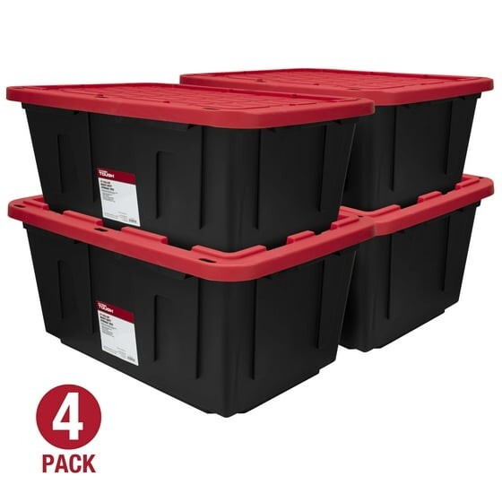 Hyper Tough 27 Gallon Large Plastic Storage Bin with Snap-On Lid