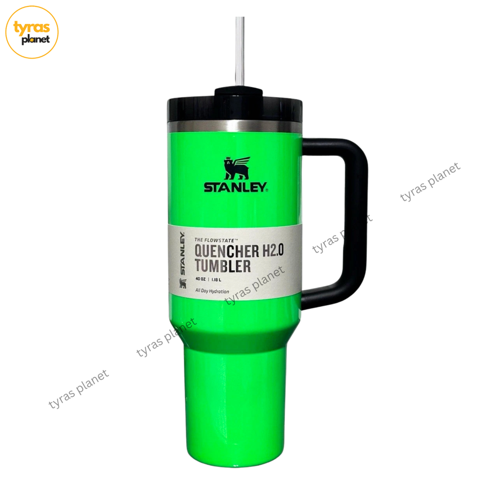Stanley 40 Oz Quencher H20 FlowState Tumbler NEON GREEN - NEW