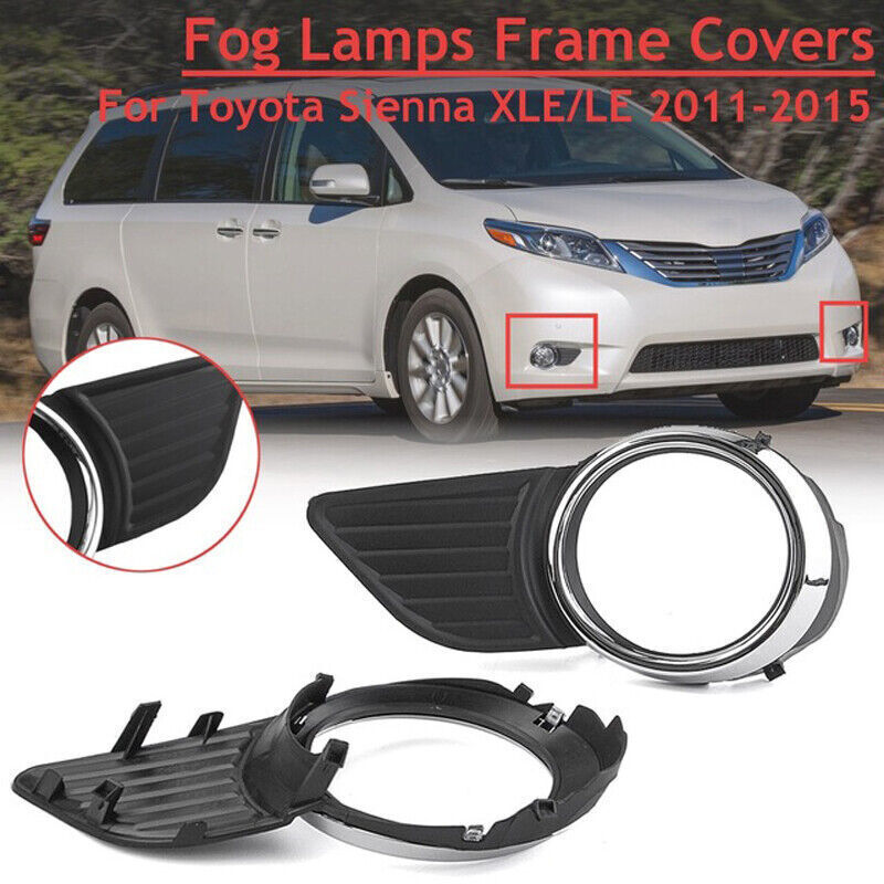 Front Fog Light Lamps Frame Cover Bezel Trim For Toyota Sienna LE XLE 2011-2015