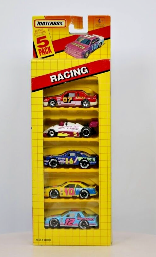 New Matchbox Racing 5 Pack 1992 Diecast Cars Action Cut Outs Good Year 060032-image
