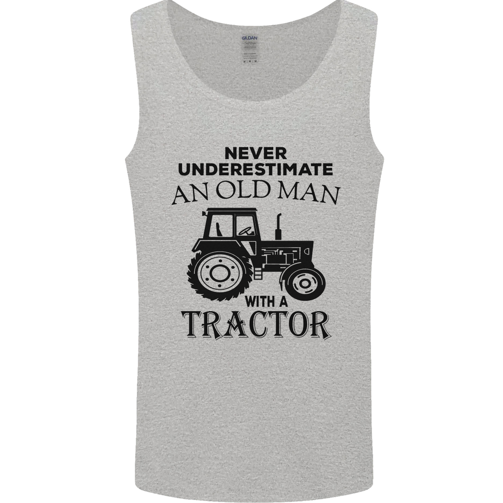 Old Man With a Tractor Driver Farmer Farm Mens Vest Tank Top