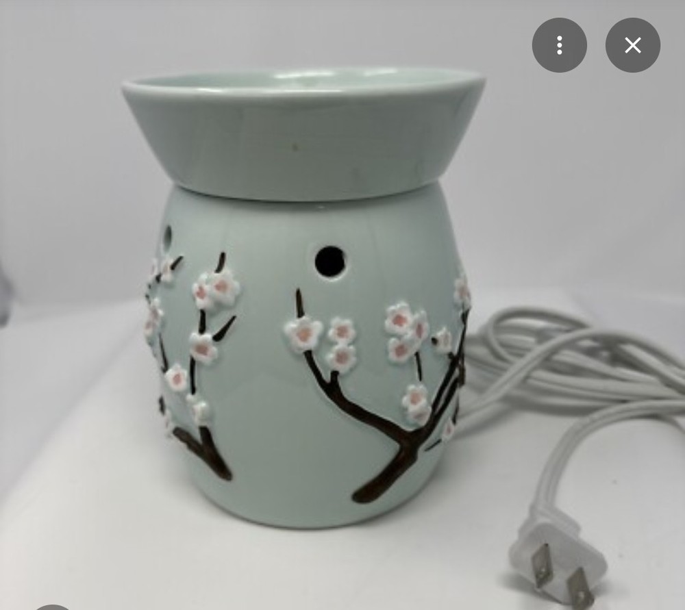 Scentsy Full Size Aqua Blue Cherry Blossom Electric Wax Warmer Retired Rare