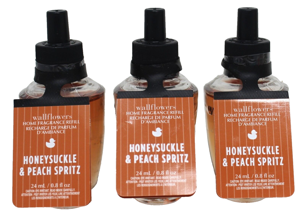 Bath Body Works Honeysuckle Peach Spritz Wallflower Refill Bulbs Pack of 3