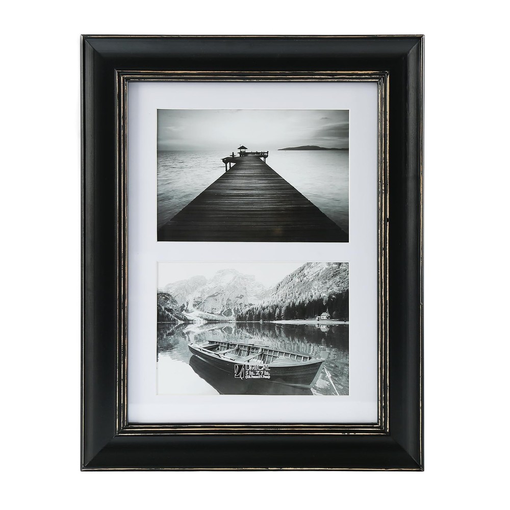 5x7 Vintage Distressed Black Collage Frame with 2 Matted Openings