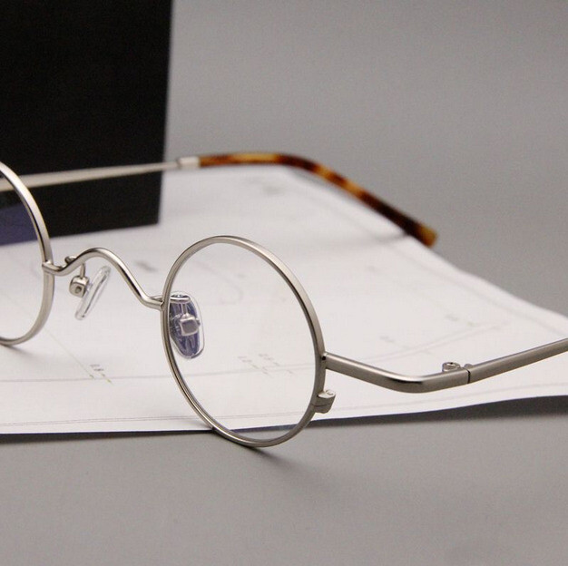 Ultralight Retro Small Round  34mm Glasses Vintage Silver Eyeglass Frame