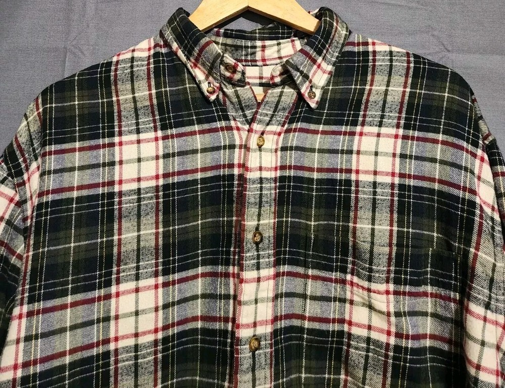 Eddie Bauer Mens Regular Fit Midweight Plaid Flannel Shirt Hiking Long Sleeve VTG