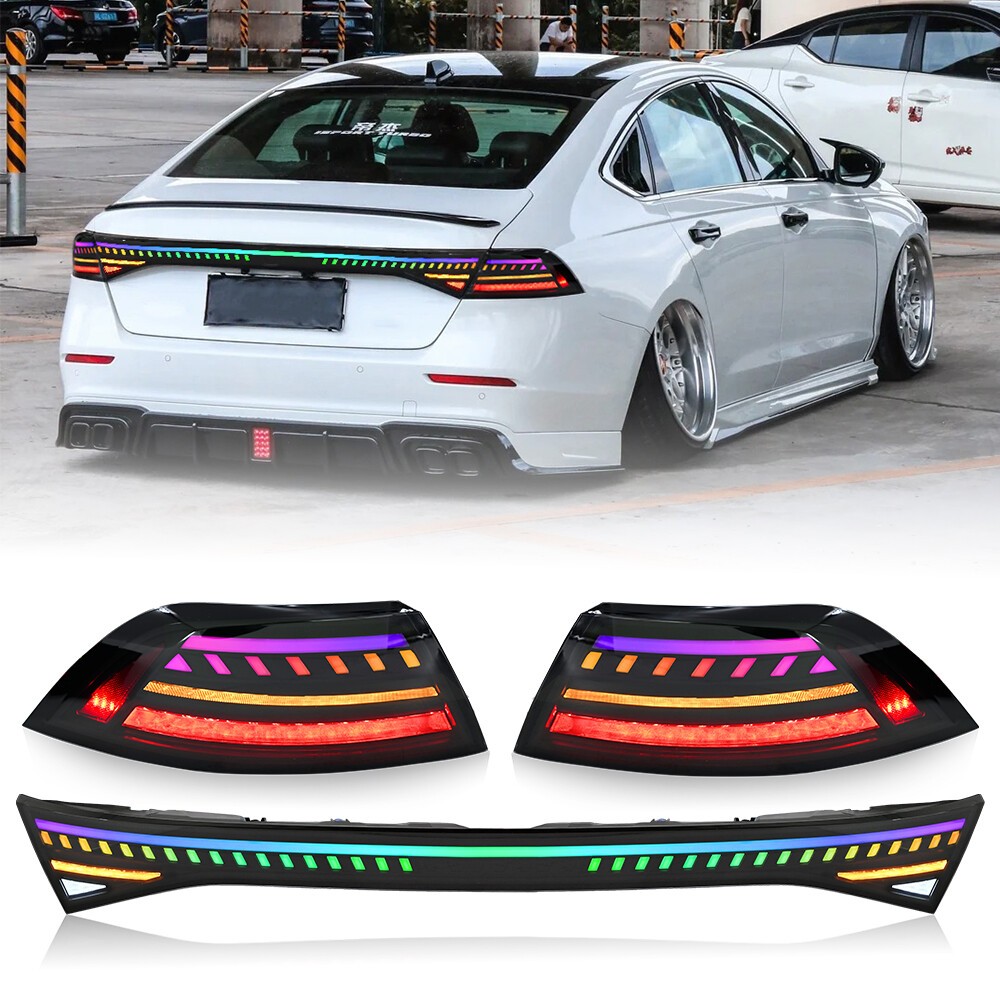 RGB Color Full LED Tail Lights For Honda Accord 2023-2026 Rear Lamps Assembly