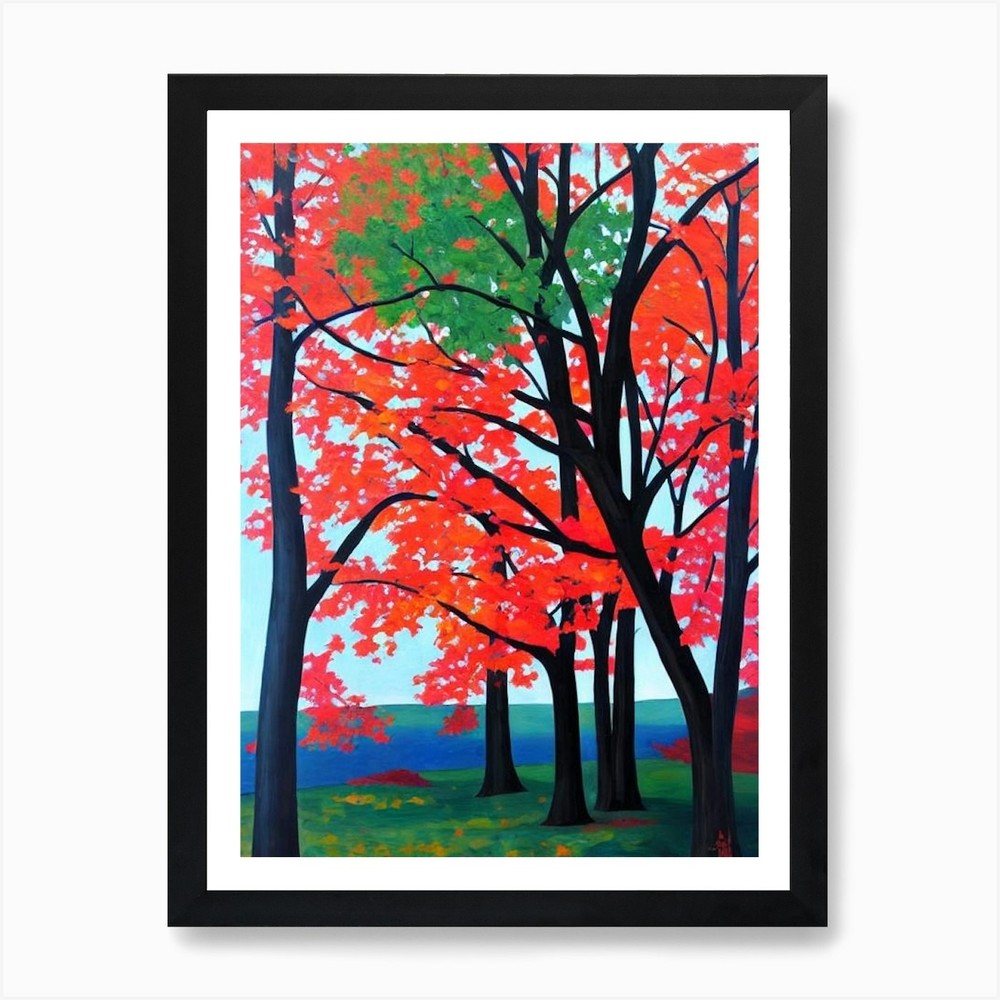 Red Oak Tree Cubist Art Print Framed Wall Art Poster Canvas Print Picture