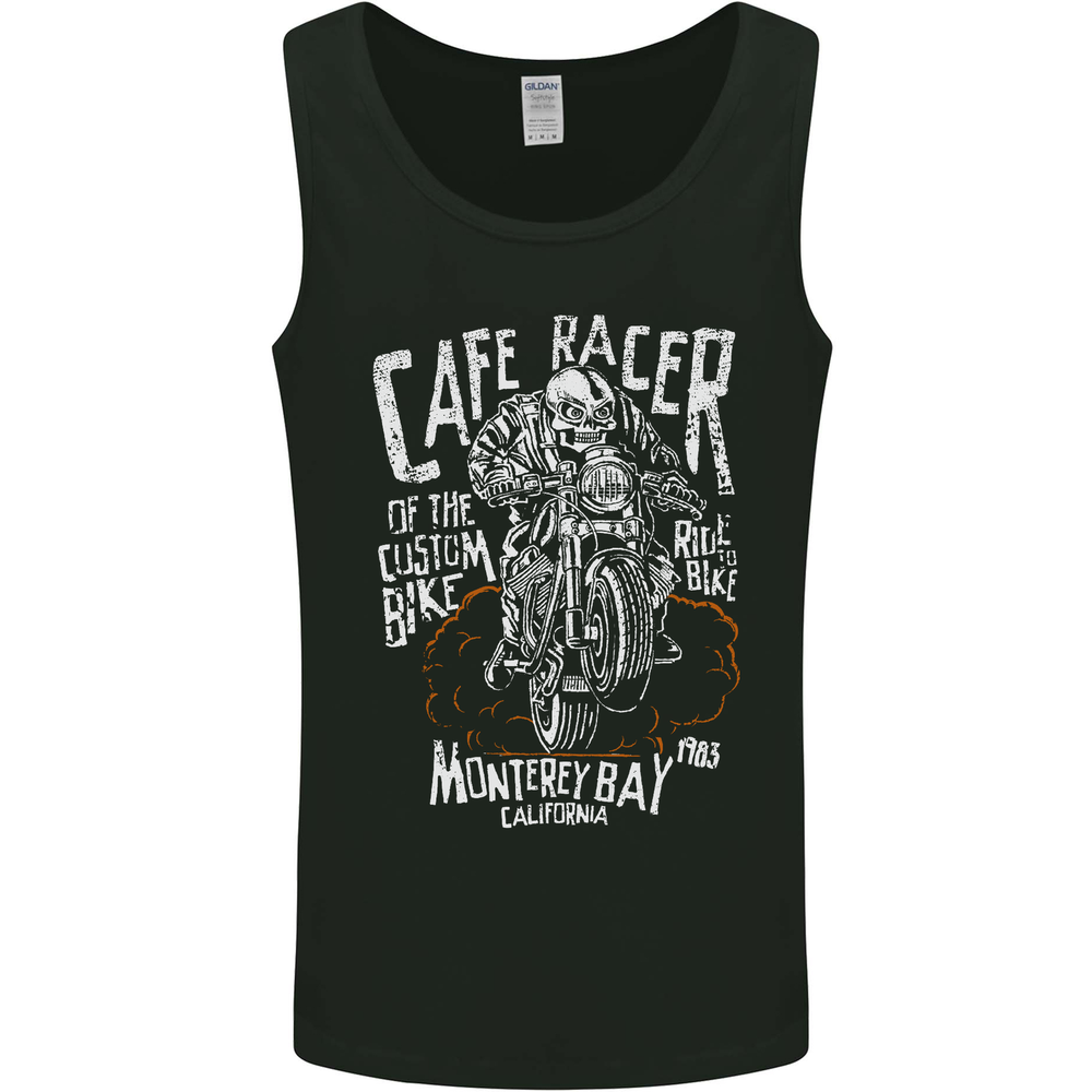 Cafe Racer Skull Motorcycle Biker Motorbike Mens Vest Tank Top