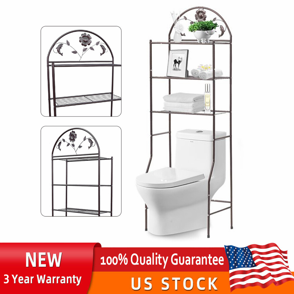3-Tier Over Toilet Metal Storage Rack Bathroom Space Saver Organizer