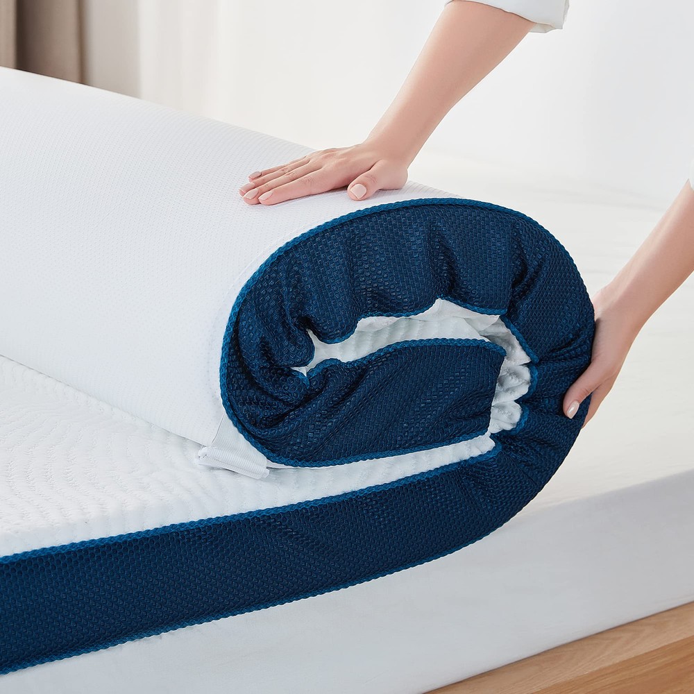 LINSY LIVING King Mattress Topper, 4 Inches Dual Layer Firm Memory Foam, Remo...