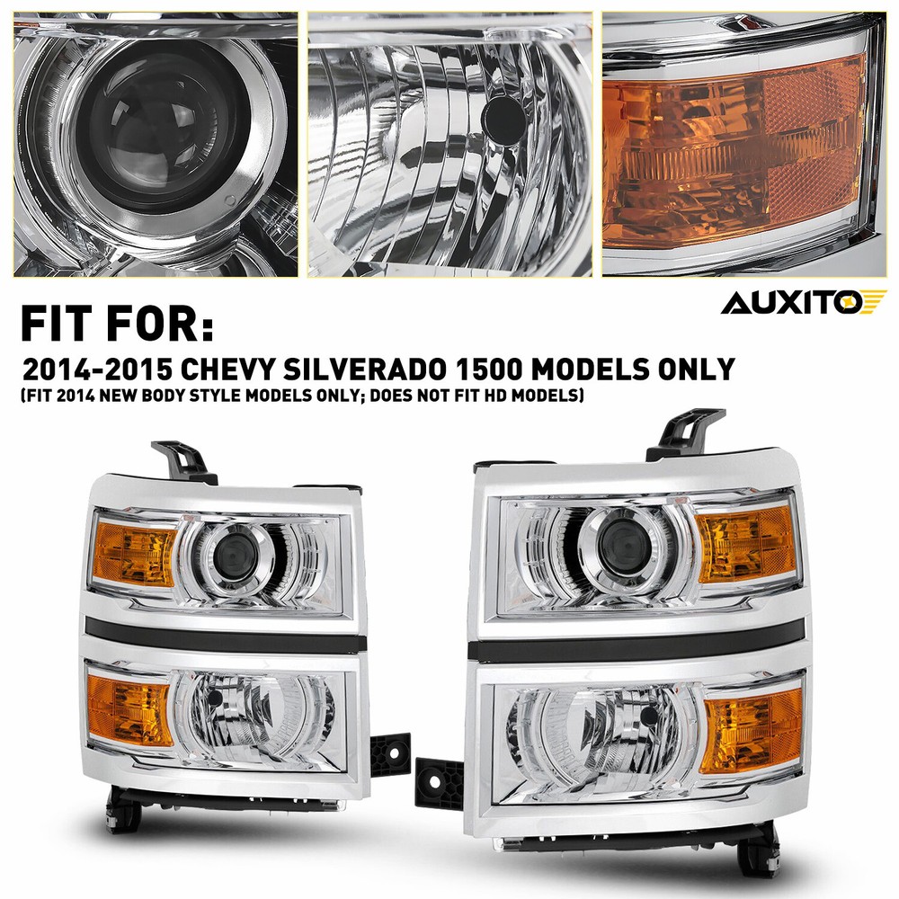Projector Headlights Assembly Driver&Passenger For Chevy Silverado 1500 2014-15