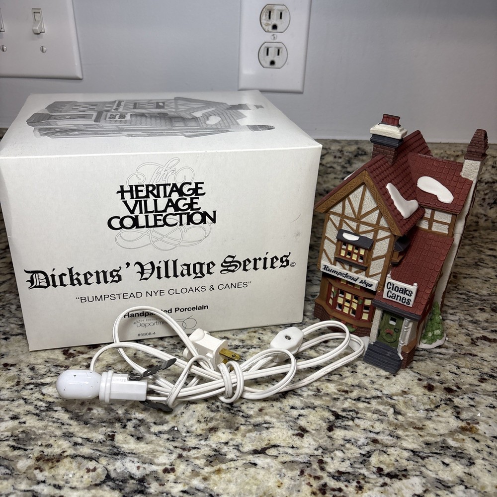 Dickens Village Bumpstead NYE Cloaks & Canes Set with Box and Lights