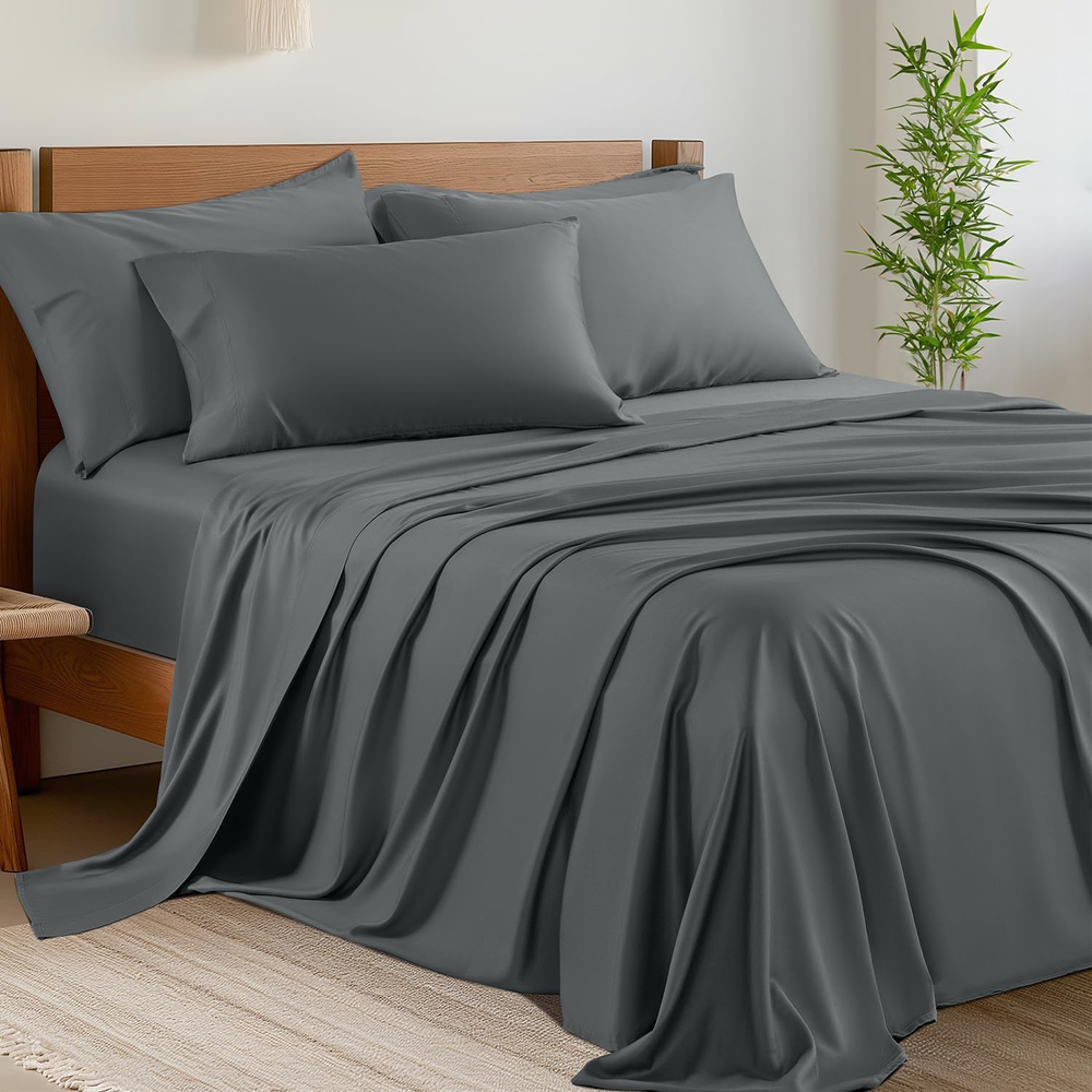 Bamboo 6-Piece Queen Bed Sheet Set 1800 Thread Count Deep Pocket 16 Inch