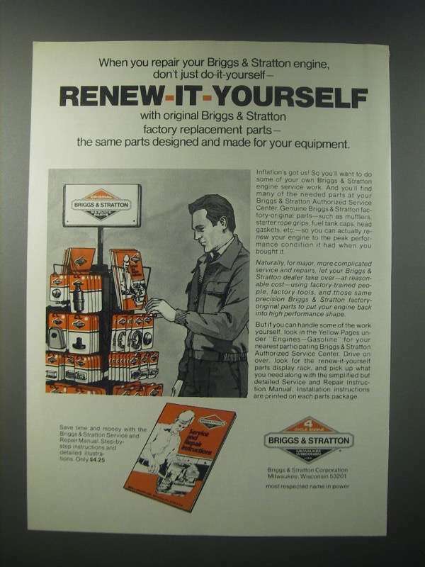 1979 Briggs & Stratton Factory Replacement Parts Ad - Renew-it-Yourself
