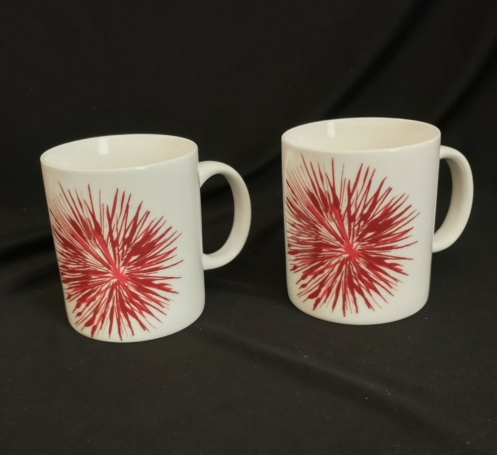 Starbucks Holiday New Years Red Fireworks 12 oz Coffee Mug Pair 2014-image